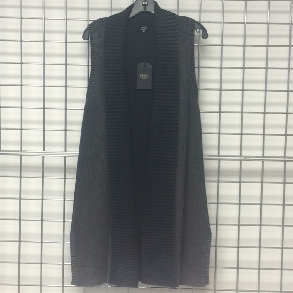 Rib open cardigan sweater